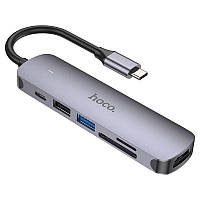 Переходник Hoco HB28 Multi-function 6in1 (Type-C to HDTV+USB3.0+USB2.0+SD+TF+PD)