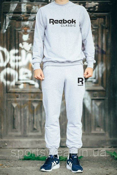Чоловічий спортивний сірий костюм Reebok велике лого "" В стилі Reebok "", фото 1