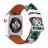 Ремінець Leather Series Flower Pattern Apple Watch 38 mm 40 mm 41 mm — Red Flower Rhombus