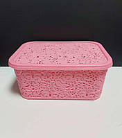 Корзина для хранения бытовых вещей Elif Plastik Ажур 6 л Розовый ZK, код: 6740808