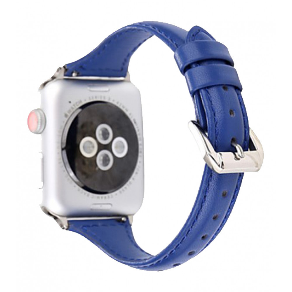 Ремінець Leather Series Thin Strap — Apple Watch 42 mm | 44 mm | 45 mm | 49 mm — Dark Blue, фото 1