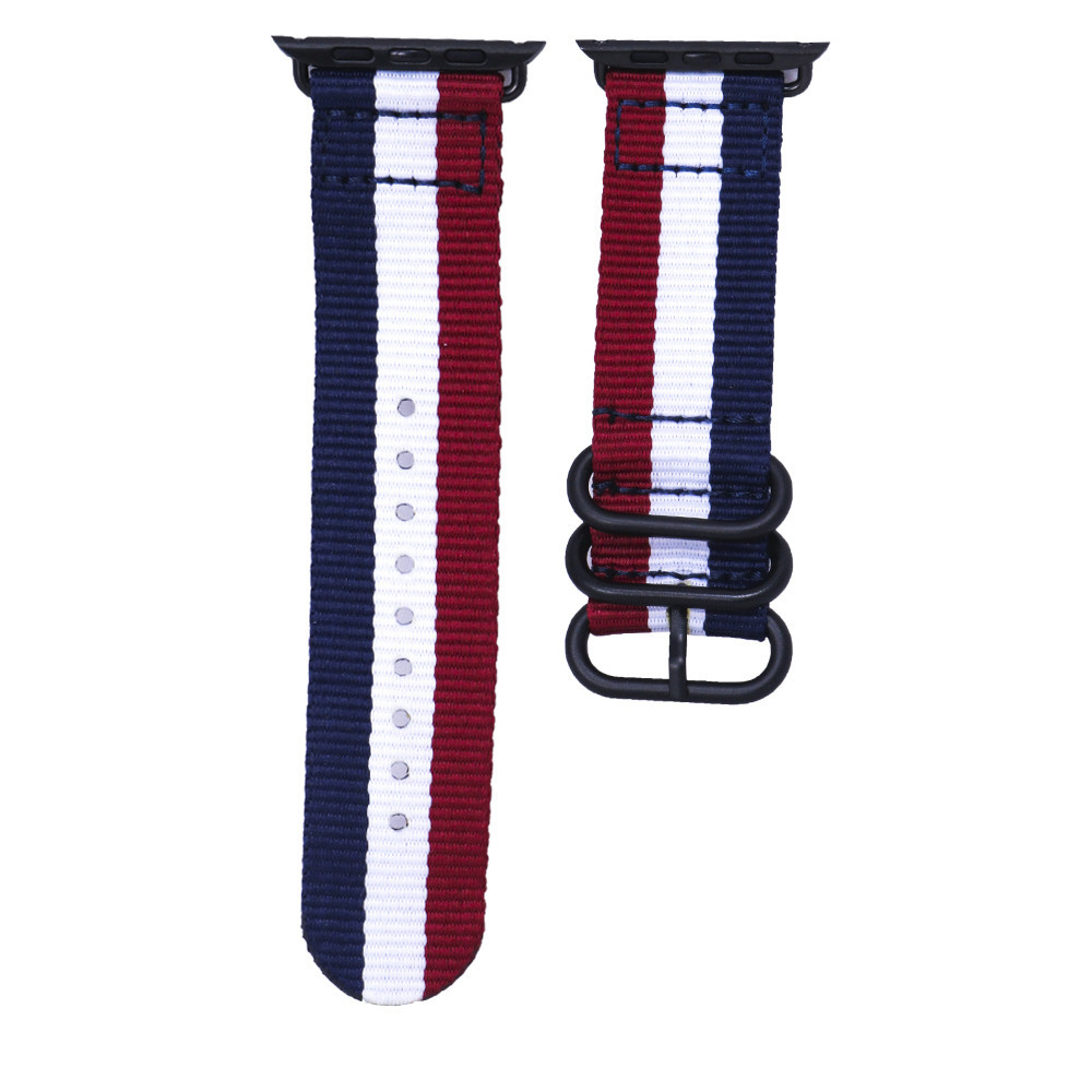 Ремінець Buckle Nylon Apple Watch 38 mm 40 mm 41 mm — White/Red/Blue