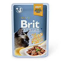 Влажный корм Brit Premium Cat Tuna Fillets Gravy pouch (филе тунца в соусе) для кошек 85 г (1 IB, код: 7568029