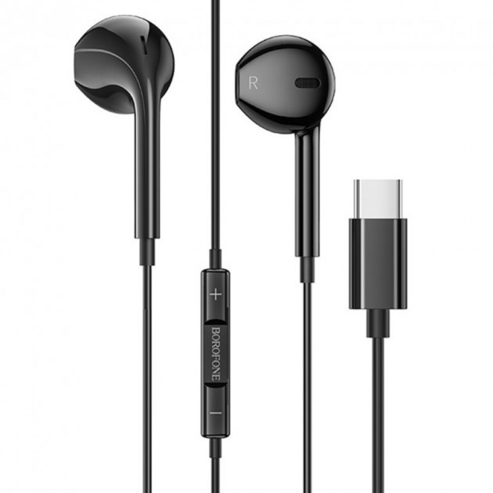 Навушники Type C з мікрофоном Borofone BM60 Original Series — Black, фото 1