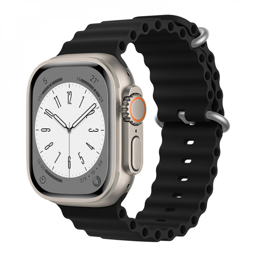 Ремінець Ocean Band Design Apple Watch 42 mm 44 mm 45 mm 49 mm — Orange & Midnight Blue
