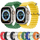 Ремінець Ocean Band Design Apple Watch 42 mm 44 mm 45 mm 49 mm — Orange & Midnight Blue, фото 3