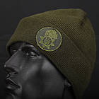 Тактична шапка в'язана з кокардою НГУ хакі, фото 4