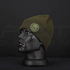 Тактична шапка в'язана з кокардою НГУ хакі, фото 2