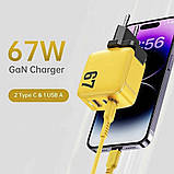 Home Charger 67W GaN 2 PD QC3.0 Veron TC-67, фото 9