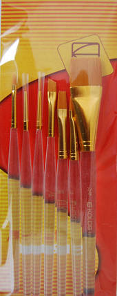 Набір пензлів 7016, синтетика круглі/плоскі/скошені/овальні 2/3/1/1 шт., KOLOS, фото 1