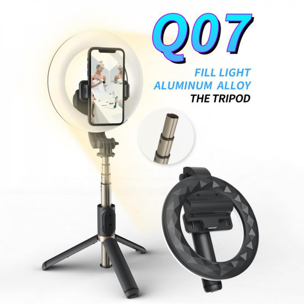 Monopod Tripod | Button Bluetooth | Ring LED Lamp | Q07, фото 1