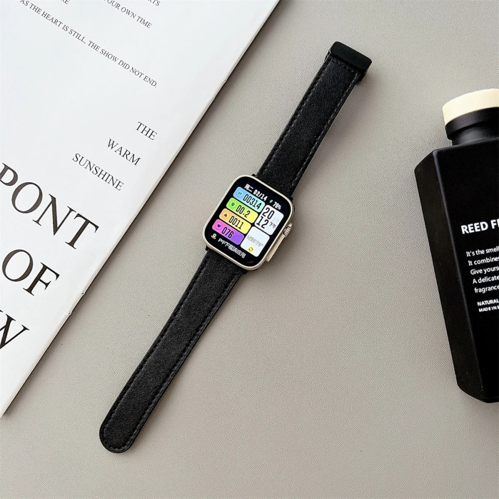 Ремінець Leather Magic Apple Watch 42 mm 44 mm 45 mm 49 mm — Black