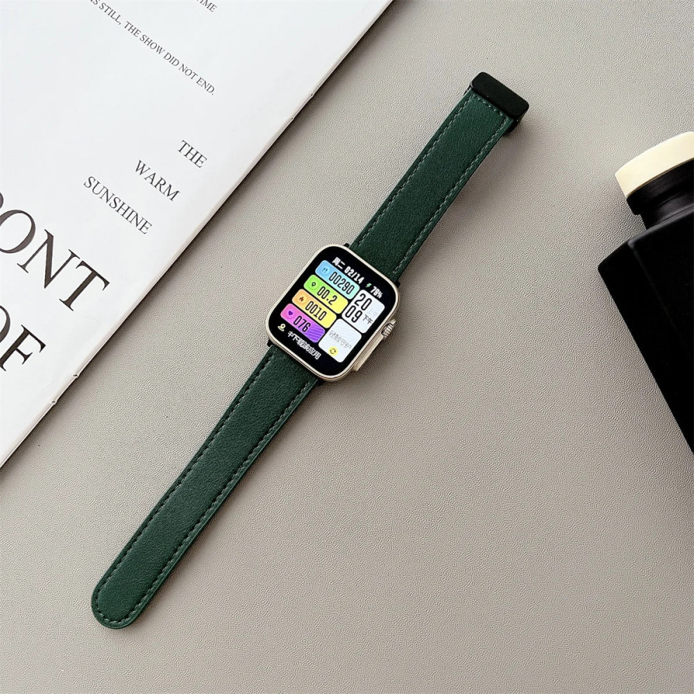 Ремінець Leather Magic Apple Watch 42 mm 44 mm 45 mm 49 mm — Green