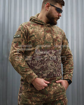 Тактична кофта флис Худі з липучками з посиленням з софтшеллу хижак