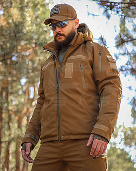 Тактична Куртка зимова Хантер Софтшелл термофліс Койот