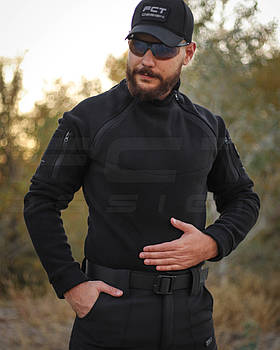 Тактична Кофта фліс анорак лонгслів з блискавками чорна