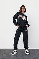 Женский спортивный костюм на флисе с принтом Fullerton California - черный цвет, S (есть размеры) ht
