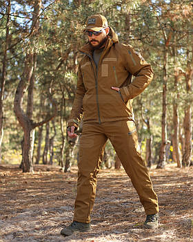Тактична Костюм тактичний зимовий Хантер на флісі Софтшелл койот