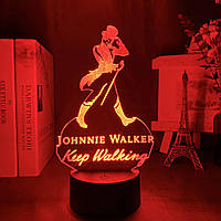 3D светодиодный светильник Johnnie Walker Keep Walking. LED светильник Джонни Уокер, 7 цветов