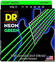 Струны для электрогитары DR NGE-11 Hi-Def Neon Green K3 Coated Heavy Electric Guitar Strings ZK, код: 6556104