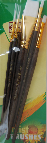 Набір пензлів 7063, синтетика круглі/плоскі, 3/3 шт., KOLOS