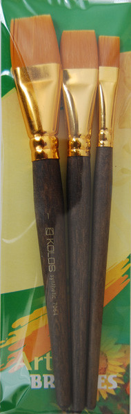 Набір пензлів 7064, синтетика плоскі 3 шт., KOLOS