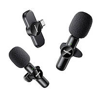 Микрофон Петличный Беспроводной Remax K10 Twin Type C Цвет Черный