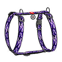 Шлея для собак анатомическая H-образная WAUDOG Nylon Фиолетовый камо пластиковый фастекс М Ш GT, код: 7564978