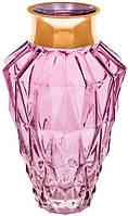 Інтер'єрна ваза Minorro 25 см фіолетове скло із золотом DP218288 BonaDi GL, код: 8382250