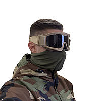 Тактическая ударопрочная маска койот Daisy c тремя сменными линзами 3 мм баллистическая маска GL, код: 8447001
