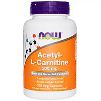 Ацетил-L Карнитин Acetyl-L Carnitine Now Foods 500 мг 100 капсул GL, код: 7408753