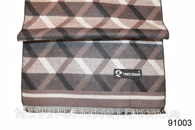 Коричневий чоловічий кашеміровий шарф під куртку Чоловічий кашеміровий шарф 3