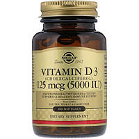 Витамин D Solgar Vitamin D3 (Cholecalciferol) 5000 IU 100 Softgels GL, код: 7527187