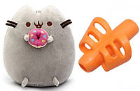 Силиконовая насадка для коррекции письма оранжевый и мягкая игрушка кот с пончиком VOLRO Пуши KS, код: 7437794