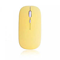 Мышка бесшумная компьютерная беспроводная Macaron Bluetooth Желтая KS, код: 8266314