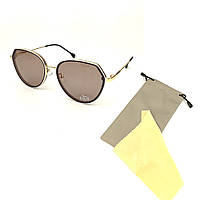 Женские солнцезащитные очки FlyBy Geometric2 металическая бело-золотая оправа с коричневой ли KS, код: 7416128