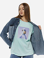 Женская футболка оверсайз L бирюзовый Yuki ЦБ-00219232 KS, код: 8420843
