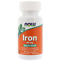 Железо Iron Now Foods 18 мг 120 вегетарианских капсул KS, код: 7701249