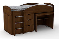 Двухъярусная кровать с выкатным столом Компанит Универсал орех экко KS, код: 6541301