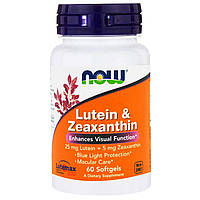 Лютеин и зеаксантин Lutein Zeaxanthin Now Foods 60 гелевых капсул KS, код: 7701575