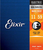 Струны для электрогитары Elixir 12106 Nanoweb Nickel Plated Steel 7-String Medium 11 59 MN, код: 6555464