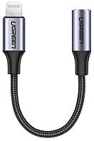 Кабель Ugreen US211 Lightning - 3.5mm F Audio Adapter 10 см Gray (6776818) MN, код: 8368020