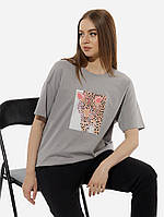Женская футболка оверсайз L серый Yuki ЦБ-00219233 KS, код: 8420846