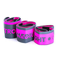 Набор тканевых резинок для фитнеса и спорта MadMax MFA-305 Hiploop set 3 pcs Grey Pink KS, код: 8216223