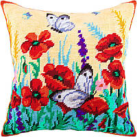 Набір для вишивання декоративної подушки Чарівниця Білани на маках 40×40 см V-69 KS, код: 7243024