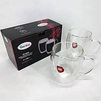 Кружки для чая Con Brio CB-8635-2 | Прозрачные чашки с двойным дном | Стаканы с EU-632 двойными стенками