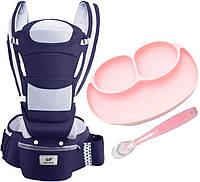 Хипсит Эрго-рюкзак кенгуру переноска тарелка-коврик и ложка для кормления ребенка Baby Carrie KS, код: 7465816