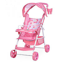 Прогулочная коляска для куклы с козырьком и подстаканником FiVEoNiNE T715022 Розовый