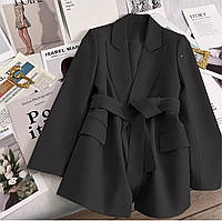 Женский пиджак с поясом ткань костюмка арт. 079