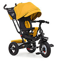 Детский трехколесный велосипед с багажной корзинкой и козырьком от солнца Turbo Trike MT 1005-10 Желтый